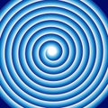 Hypnotic blue spiral abstract optical illusion coil swirl. Circular pattern background of rotating circles or psychedelic hypnosis Royalty Free Stock Photo