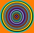 Hypnotic colored blue purple red yellow circles