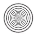 Hypnotic concentric circles. Textured psychedelic rings tunnel. Black and white ripple illusion. Epicentre, target