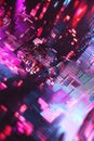 A hypnotic 3D abstract background displaying an intricate array of shifting holographic grids,