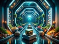 Hypnotic Dark SciFi Tunnel A 3D Loop Visualization of Futuristic Architecture and Infinite Space Exploring the