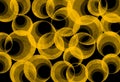 Hypnotic dark yellow circles on black background