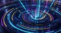 Hypnotic digital vortex with vibrant light trails and futuristic energy patterns Royalty Free Stock Photo