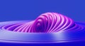 Hypnotic disco spinning rings. Abstract pink glossy rings twirl changing shape. 3D blurred gradient decoration backdrop