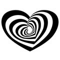 Hypnotic monochrome heart shape spiral Royalty Free Stock Photo