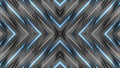 Hypnotic pattern with mirror reflection. Animation. Metallic and neon lines move slowly, mirroring each other from