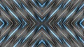 Hypnotic pattern with mirror reflection. Animation. Metallic and neon lines move slowly, mirroring each other from