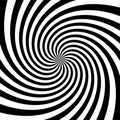 Hypnotic spinning vortex background. Radial optical illusion. Black and white swirl wallpaper. Rotating concentric