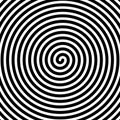 Hypnotic spirals background. Radial optical illusion. Black and white swirl tunnel wallpaper. Spinning concentric