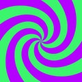 Hypnotic spirals background. Radial optical illusion. Green and purple swirl wallpaper. Spinning concentric curves