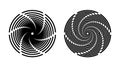 Hypnotic swirl lines in circle. halftone effect lines as logo or icon