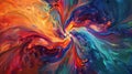 Hypnotic swirls of vibrant colors intertwining in a dynamic dance of abstract explosions