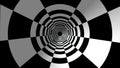 Hypnotic tunnel with white and black squares