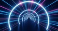 Futuristic glowing portal in neon pink and blue Royalty Free Stock Photo