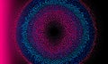 Hypnotic vortex of blue and pink dots - digital tunnel effect. Concept of virtual reality, digital data streams or