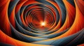 Hypnotic Vortex Design. Abstract Orange and Blue Spiral Tunnel with Central Light Illustration. Optical Illusion Royalty Free Stock Photo