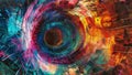 Hypnotic Vortex: Get lost in the mesmerizing swirls of this colorful abstract design., generative ai