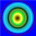Hypnotic yellow, blue and green blur circles