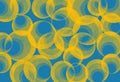 Hypnotic yellow circles on light blue background Royalty Free Stock Photo