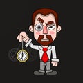 Hypnotist with a clock in a shirt and tie vector Royalty Free Stock Photo