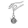 Hypnotist pendulum in hand sketch vector