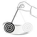 Hypnotizer pendulum in hand coloring book vector Royalty Free Stock Photo