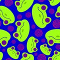 Hypnotoad pattern seamless. Toad with spiral eyes for hypnotizing background. Ornament of kids fabric Royalty Free Stock Photo
