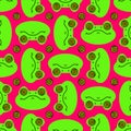 Hypnotoad pattern seamless. Toad with spiral eyes for hypnotizing background. Ornament of kids fabric Royalty Free Stock Photo