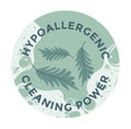 Hypoallergenic cleaning power, detergent label