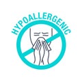 Hypoallergenic sign icon. Crossed blown out human