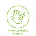 Hypoallergenic Safe Product Line Green Icon. Safety Hypo Allergenic Cosmetic for Sensitive Skin Hygiene Outline