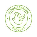 Hypoallergenic Safe Product Line Green Stamp. Safety Hypo Allergenic Cosmetic for Sensitive Skin Hygiene Outline Sticker Royalty Free Stock Photo