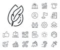 Hypoallergenic tested line icon. Feather sign. No synthetic. Salaryman, gender equality and alert bell. Vector