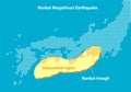 Hypocentral region map of Nankai trough earthquake Royalty Free Stock Photo