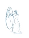 Hypocrisy Double Faced Lady In The Mirror Illustration Royalty Free Stock Photo