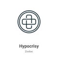 Hypocrisy outline vector icon. Thin line black hypocrisy icon, flat vector simple element illustration from editable zodiac