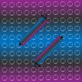 Hypodermic needle or medical syringe illustration with blue and maroon background and bubbles Royalty Free Stock Photo