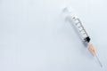 Hypodermic needleinjection needle on white background. Royalty Free Stock Photo