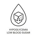 Hypoglycemia Low blood sugar, symptom in diabetes vector line icon with editable stroke Royalty Free Stock Photo
