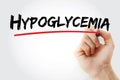 hypoglycemia text with marker
