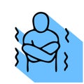 Hypothermia line icon, vector pictogram of person with chills