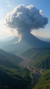 Hypothetic Conceptual: Volcanic Ash Cloud Over Volcanic Highlands Royalty Free Stock Photo