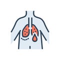 Color illustration icon for Hypoxemia, respiratory and arterial