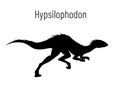 Hypsilophodon. Ornithischian dinosaur. Monochrome vector illustration of silhouette of prehistoric creature
