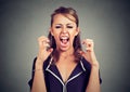 Hysterical angry frustrated woman screaming Royalty Free Stock Photo