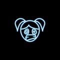 hysterical girl face icon in neon style. One of emotions collection icon can be used for UI, UX