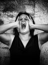 Hysterical woman screaming Royalty Free Stock Photo