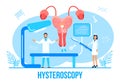 Hysteroscopy of uterus, womb concept vector. Endometriosis, endometrium dysfunctionality, removal of polyps are shown Royalty Free Stock Photo