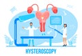 Hysteroscopy of uterus, womb concept vector. Endometriosis, endometrium dysfunctionality, removal of polyps are shown