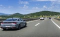 Hyundai Elantra drives on the highway in Plitvice, Croatia. Royalty Free Stock Photo